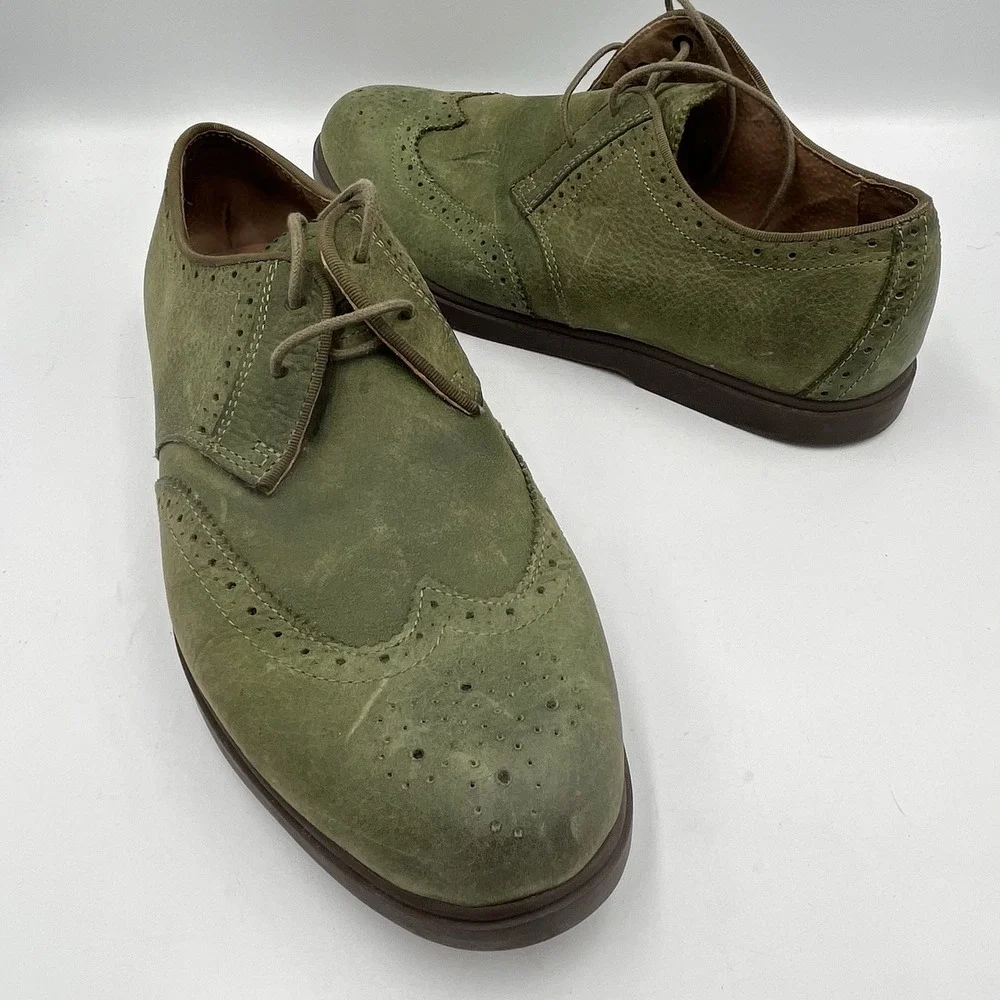 Polo Ralph Lauren Orrick Wingtip Green Suede Oxford Shoes Men's 8 Stylish Showy